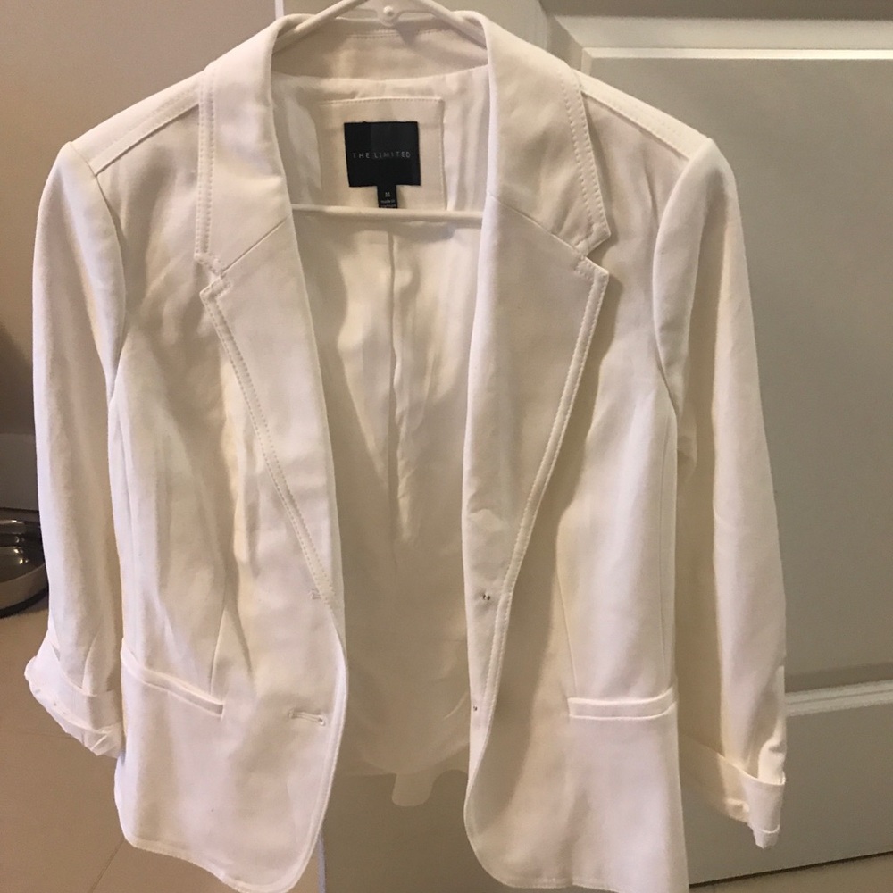 3/4 sleeve white blazer